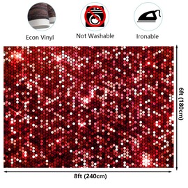 8x6ft Red Glitter Backdrops for Photography Red Bokeh Sequin Shimmer Wall Backdrop Birthday Wedding Engagement Anniversary Prom Dance Bridal Shower Party Decorations Banner