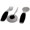Ornamin Besteckset 3-teilig mit schwarzen Griffkissen | Einhänder-Besteck mit Hilfsfunktion