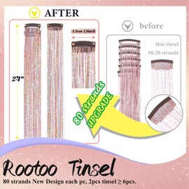 Hair Tinsel Clip in Gold-silver-pink Fairy Hair Tinsel Kit, 12 Pcs 24 Inch Glitter Clip in Hair Extensions for Girls Women Kids Christmas New Year Festival Party (Gold-silver-pink)