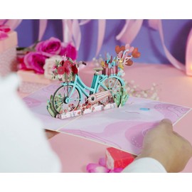 Paper Love 3D Pop Up Card, Vintage Bicycle, For Mothers Day, Valentines Day, All Occasions - 5" x 7" Cover - Includes Envelope and Note Tag