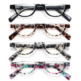 EYEURL Half Frame Reading Glasses for Women-4 Pack Blue Light Glasses Fashion Rimless Computer Readers for Women Anti UV Ray Eyeglasses with Spring Hinges,2.0