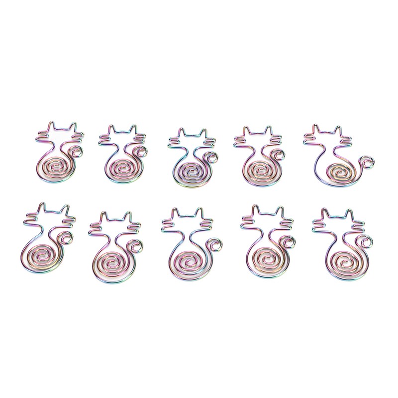 100pcs Cat Shape Paper Clips Colorful Plating Process Increased Slip