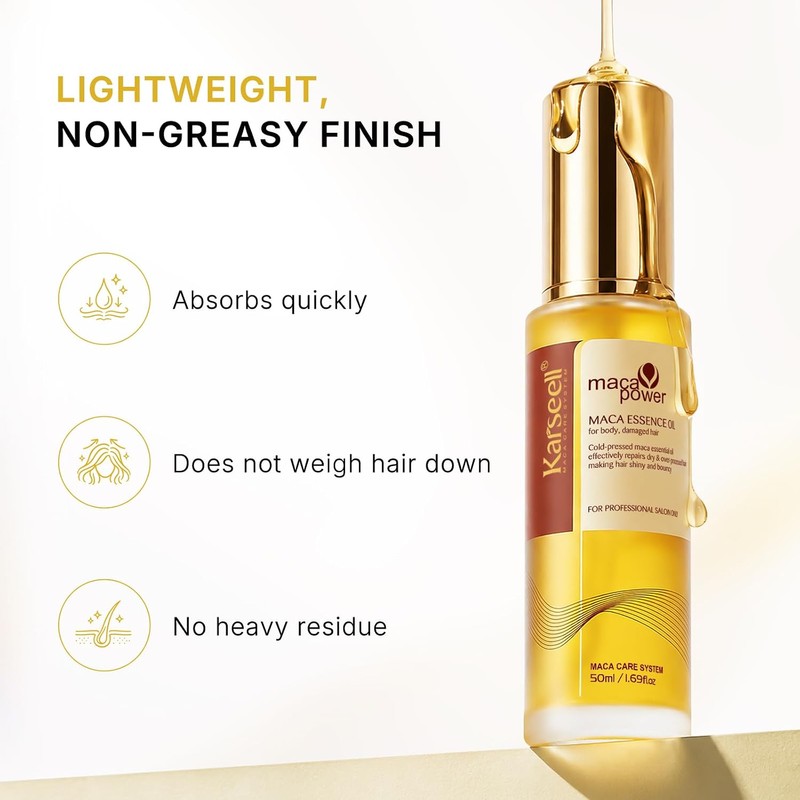 Karseell Aceite de Nuez Marroquí para Cabello, Presión Fría, 1.69