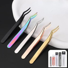 1pc Stainless Steel False Eyelash Aids False Eyelash Tweezers Eyelash Curler Beauty Tools Makeup Compact Cosmetic Multicolor Set