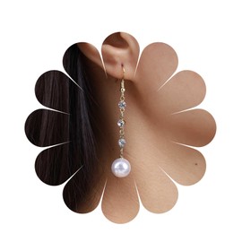 Aneneiceera Vintage Crystal Chandelier Earrings Gold Pearl Dangle Earrings Long Tennis Chain Earrings Fringe CZ Rhinestone Earrings Small Crystal Tassel Earrings Jewellery for Women and Girls, Zinc