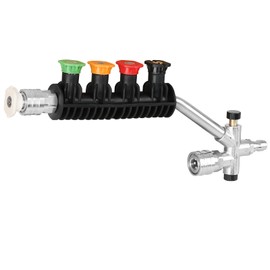 Dual-Connector Power Washer Wand, Foam Cannon Dual Connector Power Washer Double Tip Accessory, 5 Color Nozzle Tips with Nozzle Holder, 4000 PSI