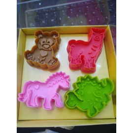 HIC ANIMAL CRACKER COOKIE CUTTER SET LLAMA BEAR UNICORN DINOSAUR SPRING ACTION