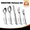 KINGSTONE Silverware Set for 8, 40-Piece 18/10 Stainless Steel Flatware