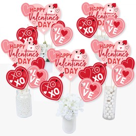 Big Dot of Happiness Happy Valentine’s Day - Valentine Hearts Party Centerpiece Sticks - Table Toppers - Set of 15