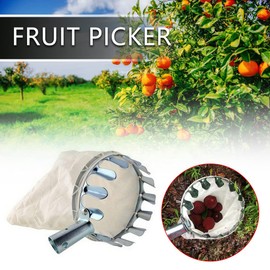 Omninmo Metal Fruit Picker Head Basket Diameter 150mm High Place Cotton Bag High Branch Fruit Picking Ancillary Tool for Harvest Picking Apple Citrus Pear Peach, etc
