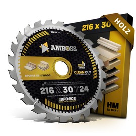 AMBOSS WERKZEUGE HM Circular Saw Blade, 216 x 30, Z24, Interchangeable Teeth for Wood, Cut to Size 216 mm, for Makita LS0816F, LS0815FLN, Festool KS 60, SYM 70, Milwaukee MS 216 SB, Bosch, Hitachi,