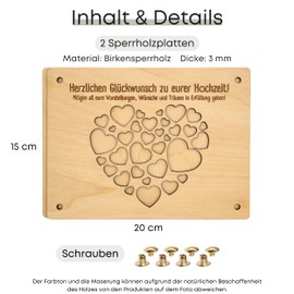 ZUKLA Packaging for Wedding Money Gifts XL 20 x 15 cm - Money Gift Packaging Wood - An Original Idea to Give Money - Gift Voucher