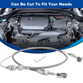 Spurtar 24" Universal Throttle Cable Stainless Steel Braided Covering Locking Kit with Aluminum Fitting & Ferrule, Accelerator Adjustable Throttle Cable Automotive Replacement Part