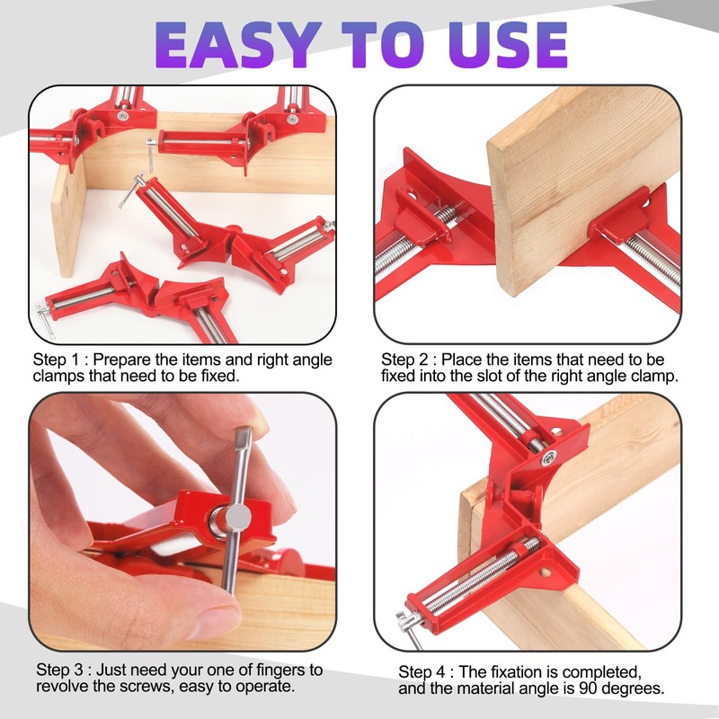 Swpeet 4Pcs 3" Aluminum Alloy Red 90 Degree Right Angle