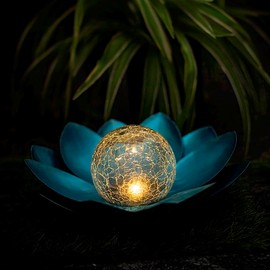 FOREVER Solar Lights for Outdoor Solar Blue Lotus Garden, 3000 K, 600 mAh Ni-MH, Solar Light Lotus, Garden Decoration, Outdoor Decoration, Lighting, Solar Decoration