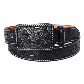 American Darling Beautifully Hand Tooled Black Genuine American Leather Belt Men and Women Western Belt with Removable Buckle