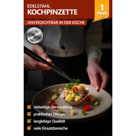 4smile Cooking Tweezers Stainless Steel in Black, 30 cm Long, Pointed Kitchen Tweezers - Tweezers Kitchen, Camping, BBQ, Barbecue Tweezers for Cooking, Roasting, Baking, Dressing, Decorating