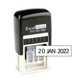 ExcelMark Self-Inking Date Stamp - Military Style/Euro Style - S121 (Black Ink)