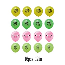 Yoimckay Set of 16 Balloons Birthday Decoration Pixel Balloons Latex Party Supplies for Kids Party Supplies