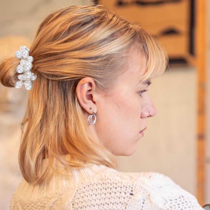 Nogeqi 3PCS Pearl Hair Tie, Elastic Pearl Scrunchie, Stretchy Beaded