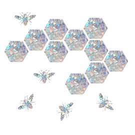 Prism Window Stickers for Bird Strikes, Anti-Collision Stickers, Prevent Birds from Flying in Windows (Honeycomb, 15 Pack)
