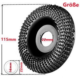 Wood Grinding Disc for Angle Grinder 115 mm Wood Carving Disc, Rasp Disc 115 Wood, Wood Rasp Milling Disc for Shaping and Grinding, Suitable for Wood Carving Disc with Inner Rods of 16 or 22 mm