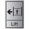 VSafety Lift Arrow Left - 200mm x 300mm - 3mm Brushed Aluminium Composite