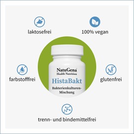NatuGena HistaBakt Bakterienkulturen-Mischung, sechs milchsäurebildenden Bakterien, Histaminintoleranz, Histaminunverträglichkeit, 90 Kapseln (30 Tage Packung)