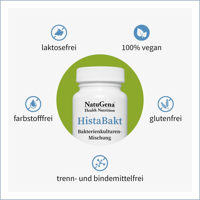 NatuGena HistaBakt Bakterienkulturen-Mischung, sechs milchsäurebildenden Bakterien, Histaminintoleranz, Histaminunverträglichkeit, 90 Kapseln