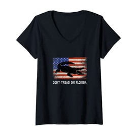 Womens Distressed Dont Tread On Florida Vintage US Flag V-Neck T-Shirt