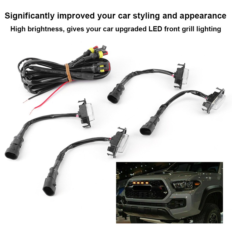 4pcs 12V Car LED Grille Light High Brightness Accessory Fit
