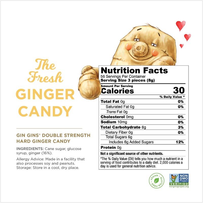 GIN GINS Double Strength Ginger Hard Candy – Natural Ginger