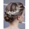 Heread Flower Bride Wedding Hair Vine Silver Pearl Bridal Headpiece Rhinestones Headband Hair Accessories for Women and Girls