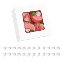 BAKIPACK 25 White Cupcake Boxes, 4 Count Cupcake Containers with Window and Inserts, 6.3×6.3×3 Inches Cupcake Holders for Cupcakes, Muffins, Cookies, Desserts, Pastries