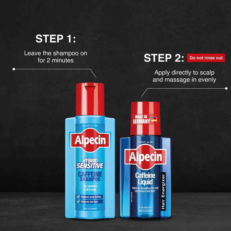 Alpecin Hybrid Caffeine Shampoo (250ml) - For Sensitive/Itchy Scalps, Strengthens