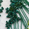 Pair Beaded Rhinestones Tassel Applique Embellishment for Clothes,Pure Handsewing Crystal