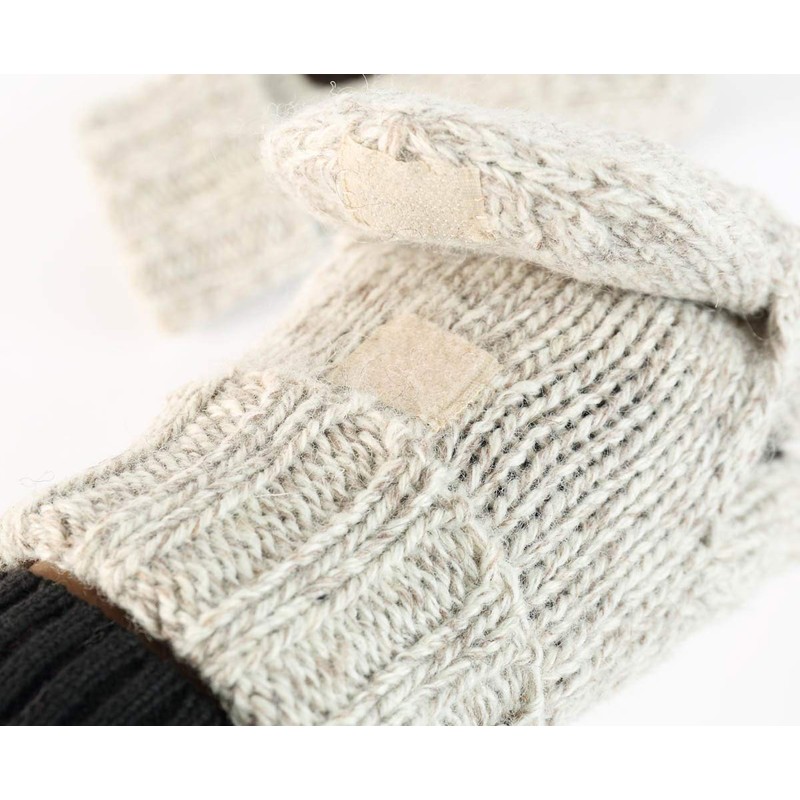 Novawo Wool Blend Knit Convertible Insulating Fingerless Gloves with Mitten