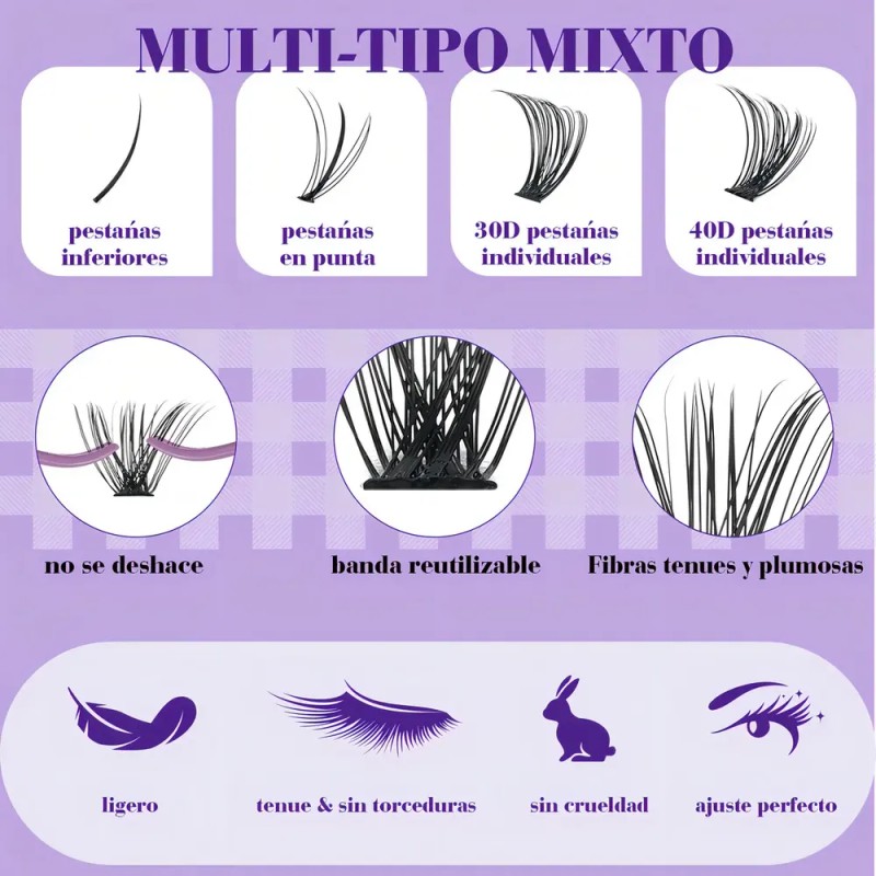 Kit de Extensiones para Pestañas B&Qaugen 3 en 1 con
