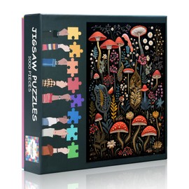 Jigsaw Puzzles for Adults 1000 Piece - Mushrooms Puzzles for Adults Botanic Challenging Plant Leaf Puzzle Games Birthday Party for Men Women Size 19.7x27.5 inches