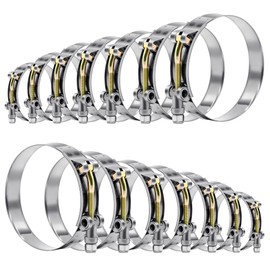 WYSIWYKA 14 Pcs 7 Sizes T-Bolt Hose Clamps, 304 Stainless Steel Turbo Intake Intercooler Clamp,Working Range 32-91mm for 1-3" Hose ID, Radiator Hose Clamps Assortment Set