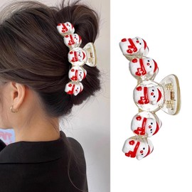 1 Pack Snowman Christmas Hair Clips Cute Winter Acrylic Hair Claw Clip Strong Hold Hair Barrette Nonslip Transparent Cute Small Snowman Design Hair Jaw Clips for Xmas Holiday Party Hair Accessories
