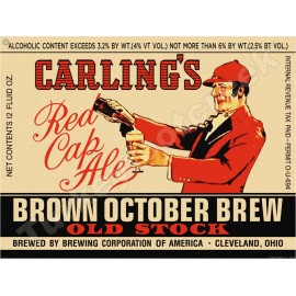 Carling's Brown October Brew Label 9" x 12" Metal Sign