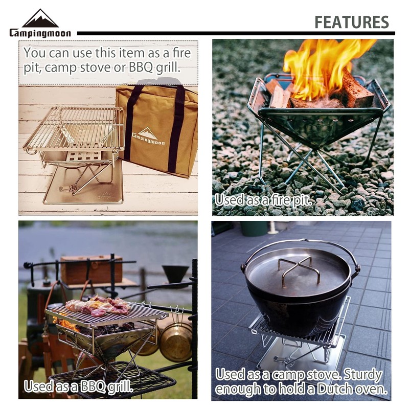 CAMPINGMOON Tabletop Small Charcoal Grill Mini Portable Fire Pit 9.65-inch