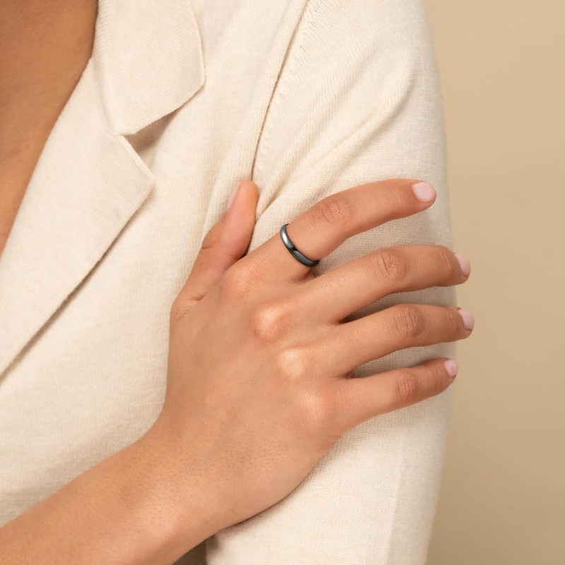 Suplight Black Stackable Rings 925 Sterling Silver Thin Rings for