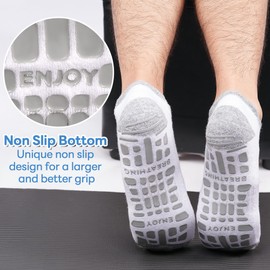 GRPSKCOS Mens Grip Socks 3 Pairs Non Slip Socks for Mens Pilates Yoga Hospital House Sock（01 Black*3, 5-8