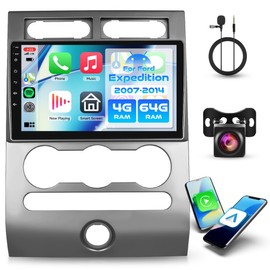 Rimoody 4G+64G Android Car Stereo Radio for Ford Expedition 2007-2014 (Manual A/C) with Wireless Carplay Android Auto, 9'' Touchscreen Head Unit GPS Bluetooth 5G-WiFi FM/RDS EQ-32 Backup Camera SWC