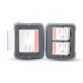 PROfezzion Multi Memory Card Case Memory Card Protective Box for 2 x SD SDHC SDXC, 1 x CompactFlash CFast CF Cards with Carabiner with Short Chain Waterproof and Shockproof Box Safe Bag