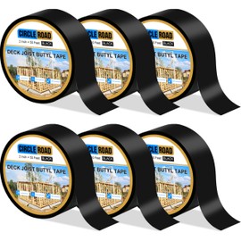 CircleRoad Joist Tape for Decking 2'' X 50', 6 Rolls Weatherproof Butyl Tape for Wood Decks Beams Roof, Flashing Tape Anti-Corrosion Weather Resistant Black Deck Joist Tape Outdoor Patio Repair