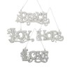 White "love", "hope", "joy" And "peace" Word Sign Ornament Set Of 4