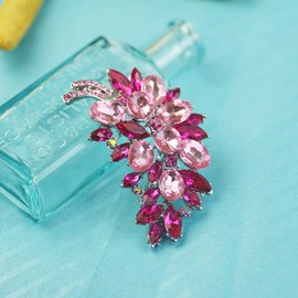 Merdia Created Crystal Fashion Brooch Pin Wedding Feather Brooches for Women | Brooches and Pins for Women | Dress accessories | Fashion Jewelry | Jewelry Pins and Brooches | Rosered